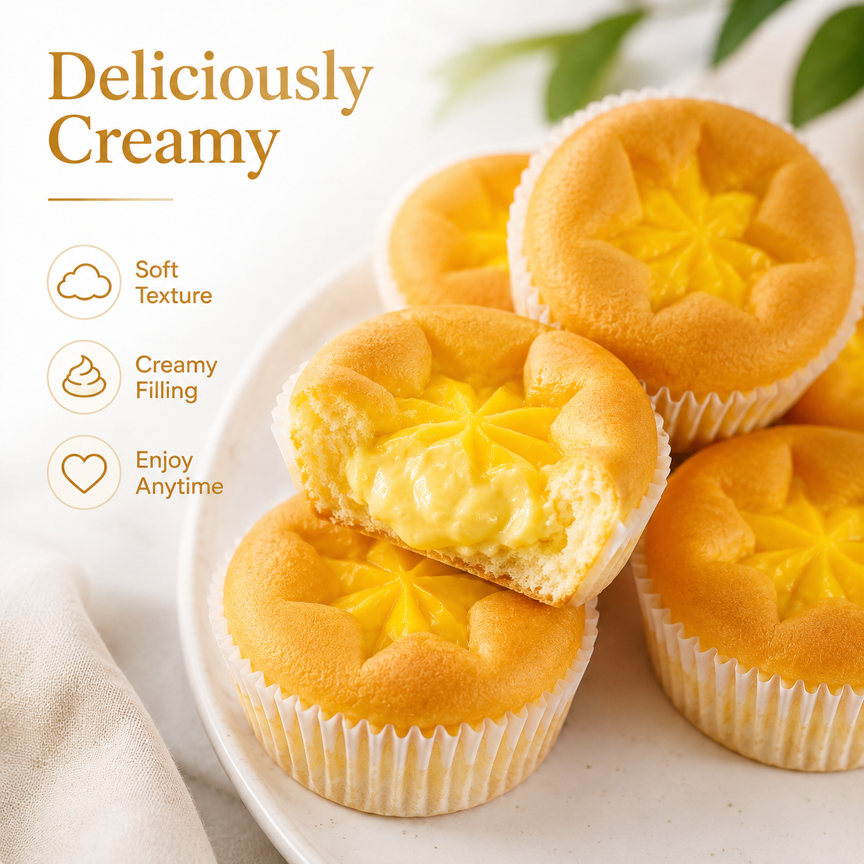 Soft-Baked Custard Cream Filled Cupcakes - 9.7 lbs Mega Stock-Up Bulk Pack, 70 Individually Wrapped Packs