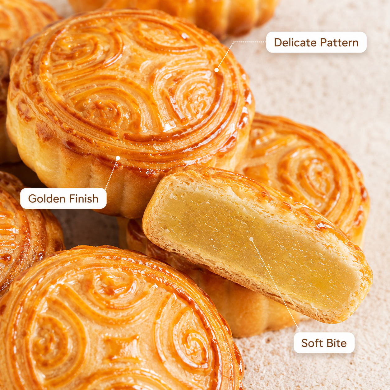 Assorted Fruit Flavor Mini Mooncakes Variety Set - 7.2 lbs Mega Stock-Up Pack, 150 Individually Wrapped Pieces