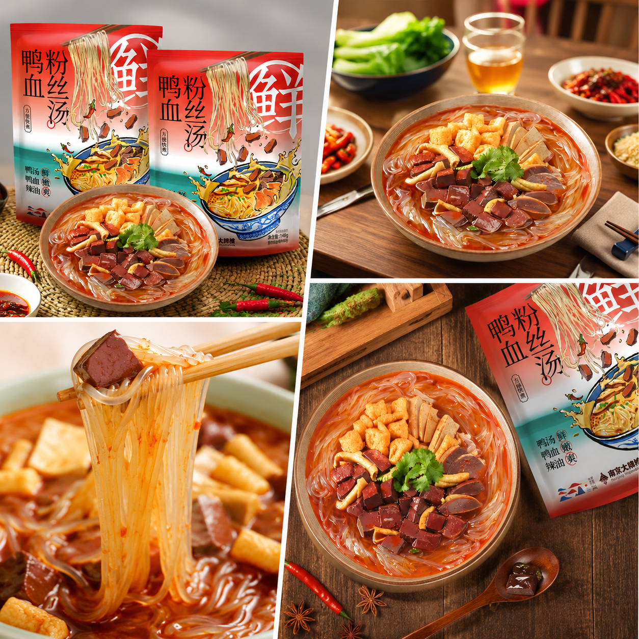 Authentic Duck Blood Vermicelli Soup - 4.6 lbs Mega Stock-Up Bulk Pack, 15 Pack Instant Meal Kits