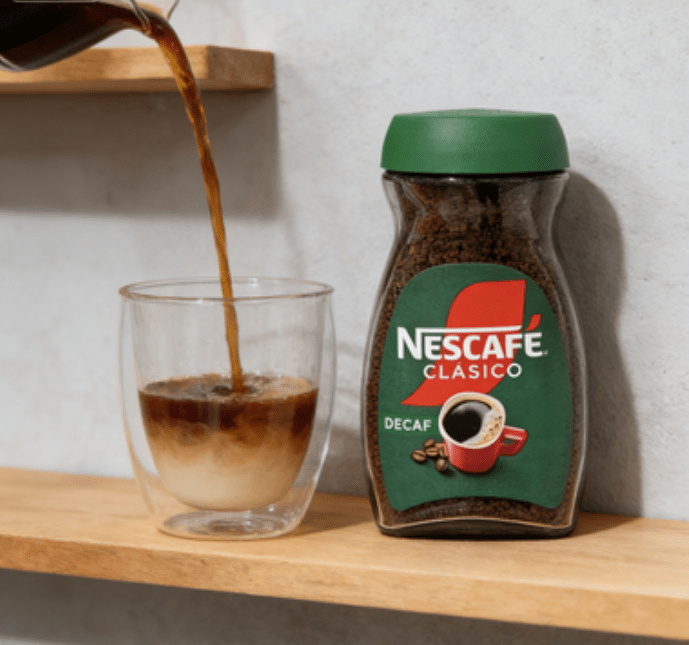 1.10lb(1Bottled)Nestle Nescafe Clasico Decaf（Decaf version）Instant Black Coffee（Dark Roast),Christmas Gifts，Party Snacks