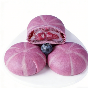 1.23LB/1bag Yam and Blueberry Flowing Heart Cake,Natural Yam Paste & Tangy Blueberry Jam Center, Sweet & Tart Flavor Burst for Dessert Lovers and Special Occasions