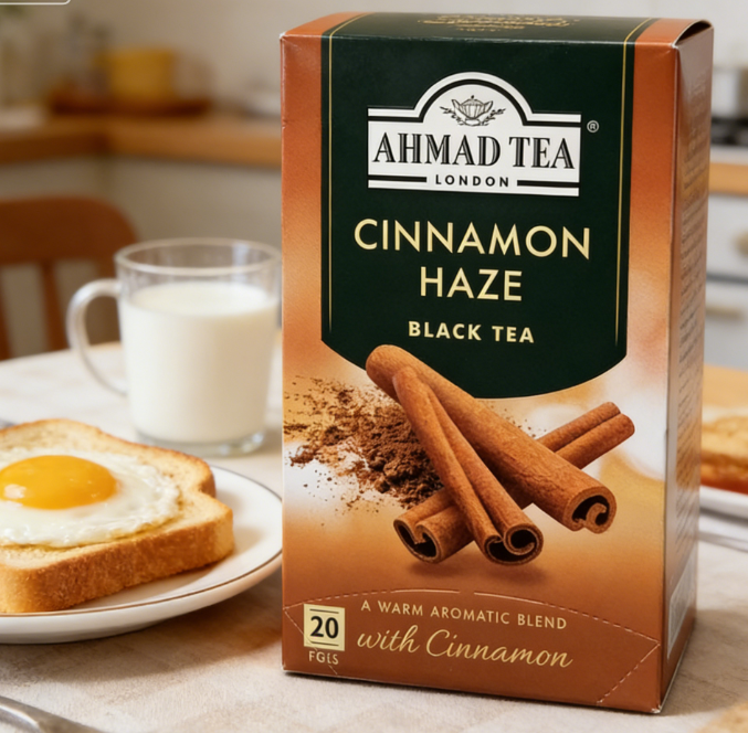 1.41 oz（1Boxed）AHMAD TEA（Yaman Tea）Cinnamon Haze Black tea bags with cinnamon flavor，Christmas Gifts，Christmas Snacks，New Year Snacks，Party Snacks