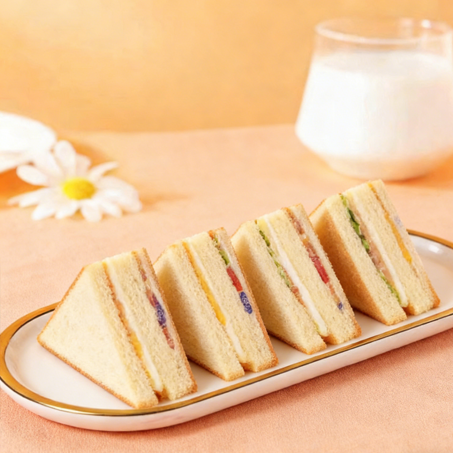 Sandwich Cake,Soft Vanilla Cake Layers with Sweet Cream Filling