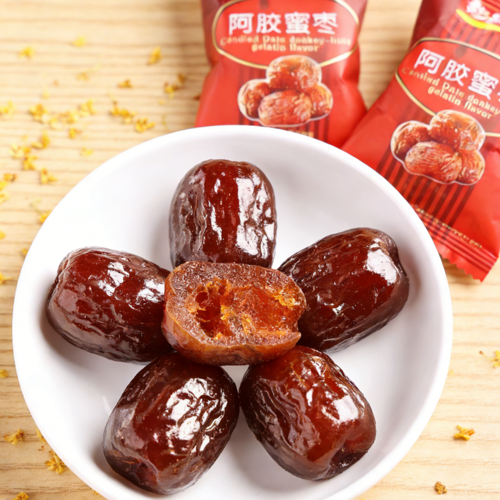 1.13LB/1bag Ejiao Candied Dates,A Traditional Chinese Health Treat, Sweet, Chewy & Nutritious, Perfect for Wellness Gifting or Self-Care Snacking