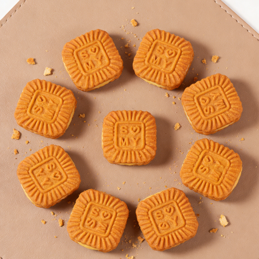 10.43oz/1bag Caramel Filled Cookies,Crispy Butter Cookies, Irresistibly Sweet & Buttery, Perfect Indulgent Treat for Dessert, Coffee Breaks, or a Moment of Craving
