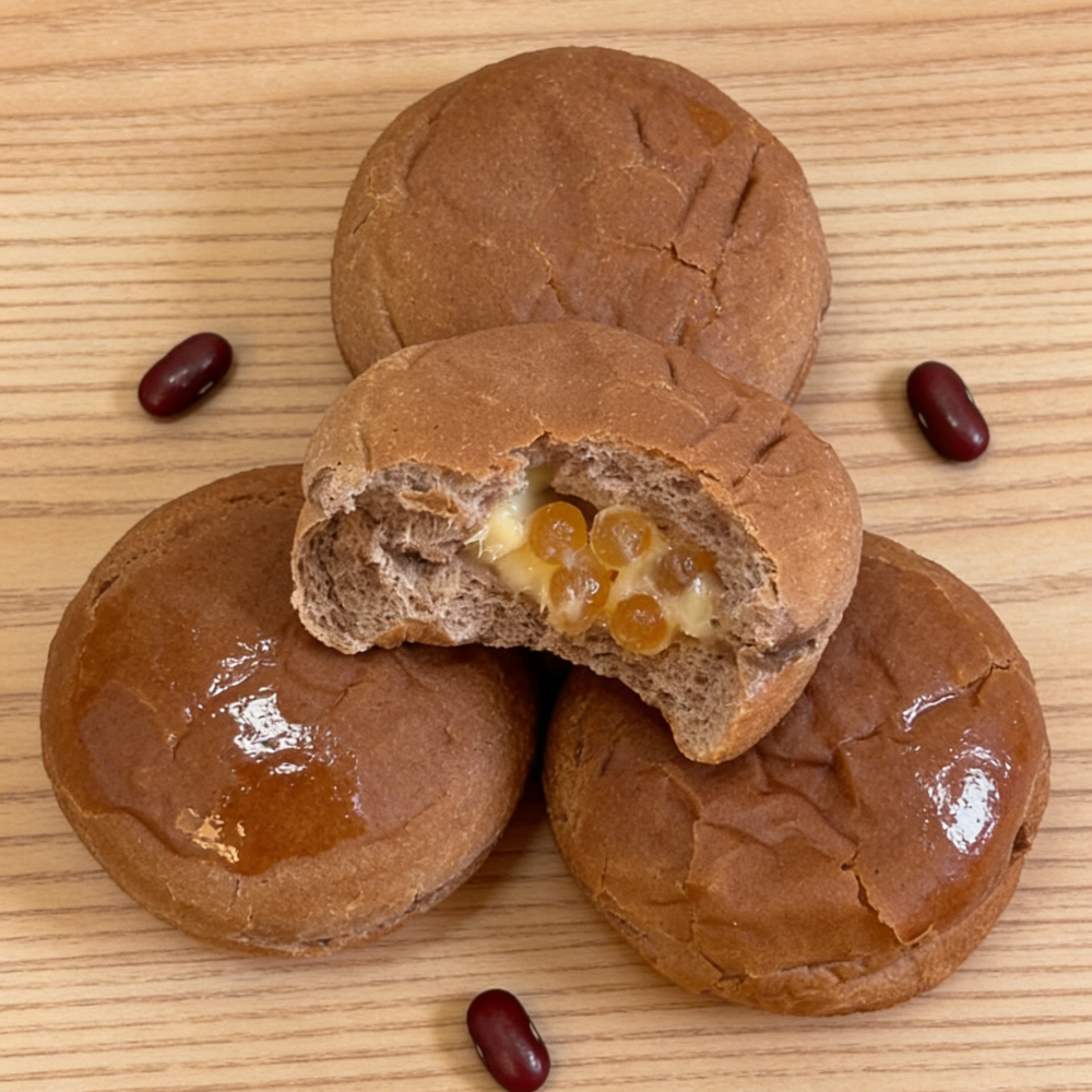 13.03oz Boba Bubble Tea Flowing Heart Tear Bag,Brown Sugar Macchiato Flavor,Soft Bun Bursting with Brown Sugar Boba Pearls & Creamy Filling