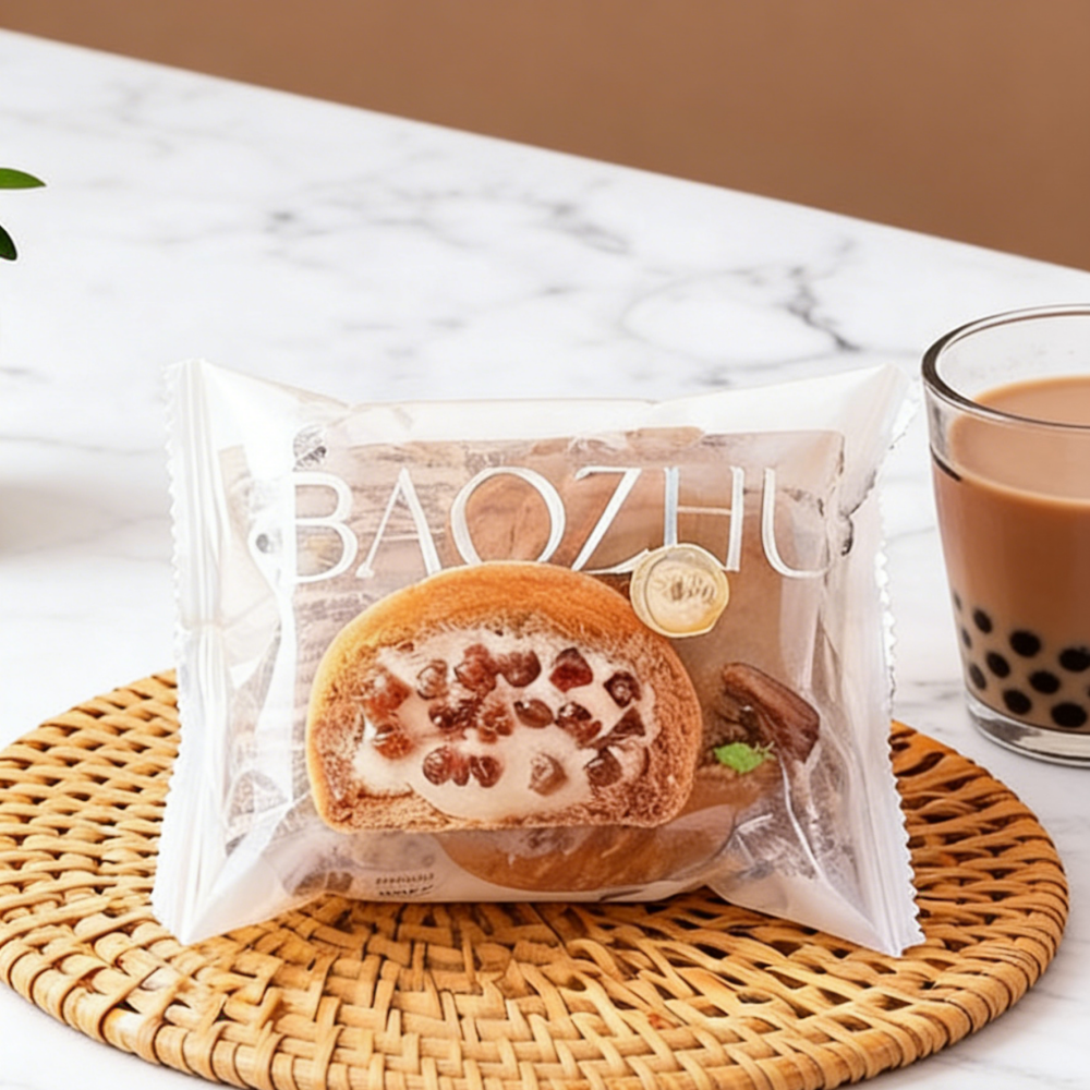 13.03oz Boba Bubble Tea Flowing Heart Tear Bag,Brown Sugar Macchiato Flavor,Soft Bun Bursting with Brown Sugar Boba Pearls & Creamy Filling