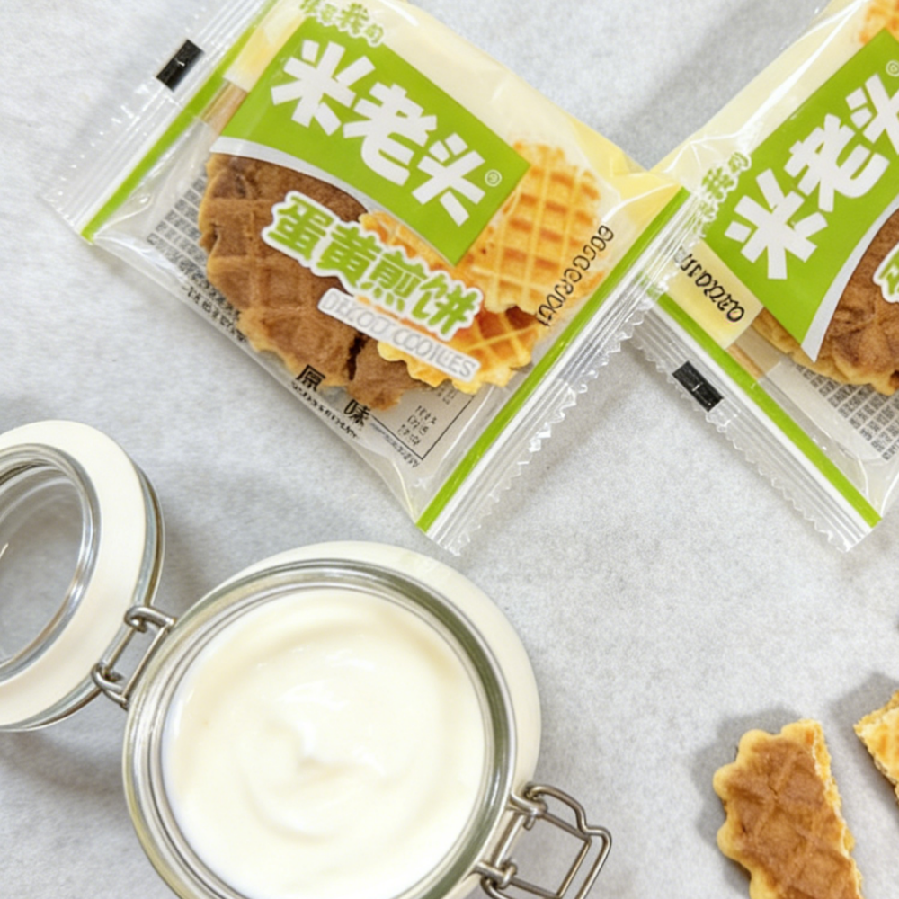 8.51oz/1bag(Includes 8 packages) Egg yolk pancake,Crumbly & Rich Shortbread Texture, Irresistibly Salty-Sweet Snack Perfect with Tea or as a Gift