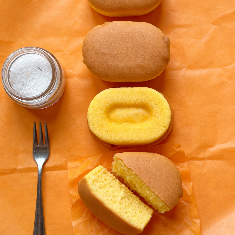 9.1oz/1boxed(Includes 4 packages) Sugar-free Salted Cake,Delicate Sponge Cake with a Subtle Savory Note, No Added Sugar, Light & Satisfying, Perfect for Health-Conscious Snackers, Diabetics, or Low-Carb Diets