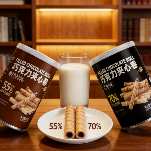 3.57oz/1 boxed [Buke] Chocolate Sandwich Rolls，Chocolate Flavor and Hazelnut Chocolate Flavor,Two flavors