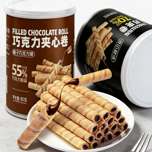 3.57oz/1 boxed [Buke] Chocolate Sandwich Rolls，Chocolate Flavor and Hazelnut Chocolate Flavor,Two flavors