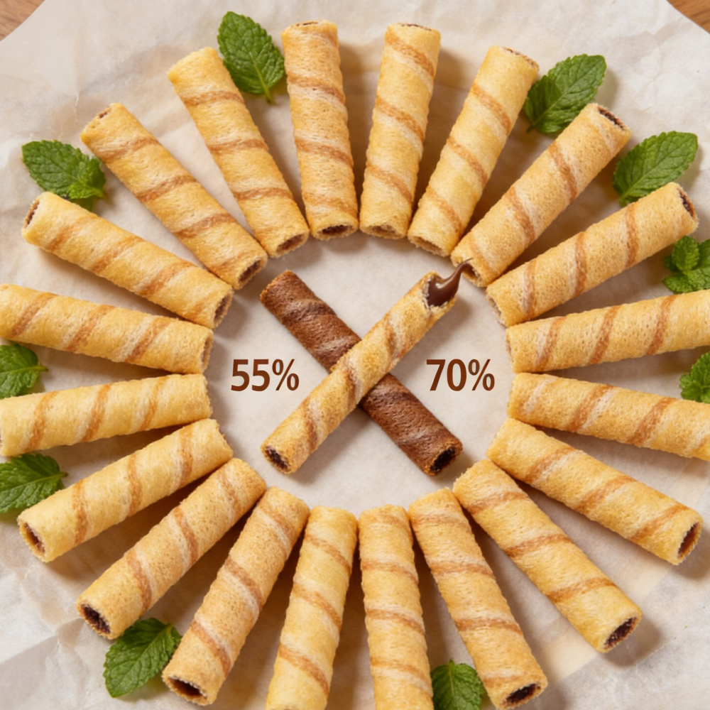 3.57oz/1 boxed [Buke] Chocolate Sandwich Rolls，Chocolate Flavor and Hazelnut Chocolate Flavor,Two flavors