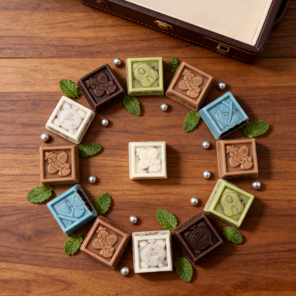 8.17oz/1boxed [Qiaoyuan] Chocolate,Blueberry Flavor、White Chocolate、Cookie Caramel Flavor、Cookie Matcha Flavor，Four flavors