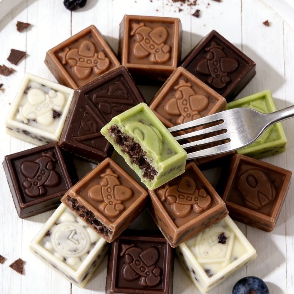 8.17oz/1boxed [Qiaoyuan] Chocolate,Blueberry Flavor、White Chocolate、Cookie Caramel Flavor、Cookie Matcha Flavor，Four flavors