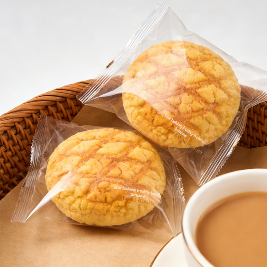 15.81oz/1bag [MaiShi Du] Hong Kong Style Pineapple Bun,Classic Pineapple-Topped Bun with Crispy, Sweet Crust & Soft Milk Bread, Authentic Bakery Treat for Breakfast or Tea
