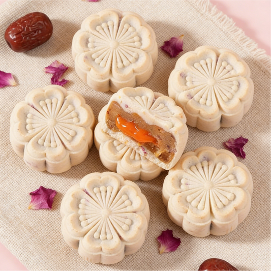 11.84oz/1bag (Includes 8 packages) Rose Heart Seven White Cake,Elegant Rose-Flavored Cake, Light, Fragrant & Aesthetically Pleasing, Perfect for Gifting, Tea Time, or Ladies' Party