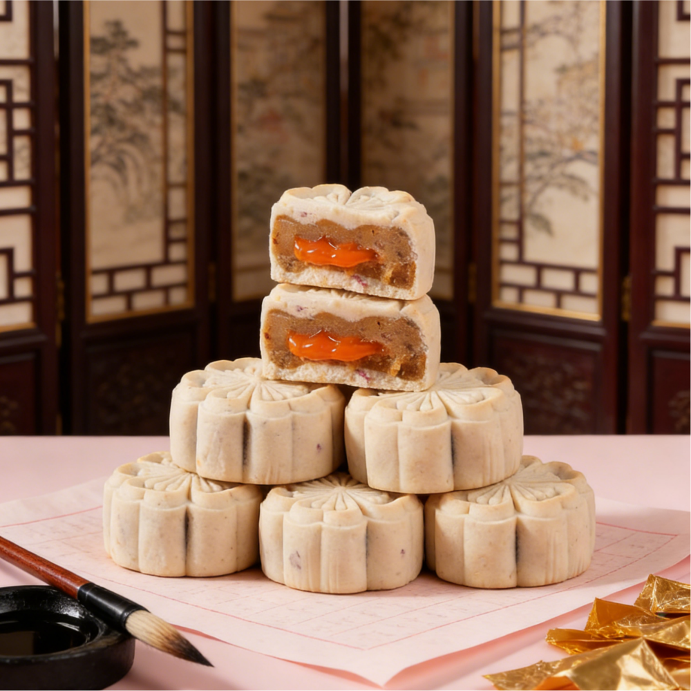 11.84oz/1bag (Includes 8 packages) Rose Heart Seven White Cake,Elegant Rose-Flavored Cake, Light, Fragrant & Aesthetically Pleasing, Perfect for Gifting, Tea Time, or Ladies' Party