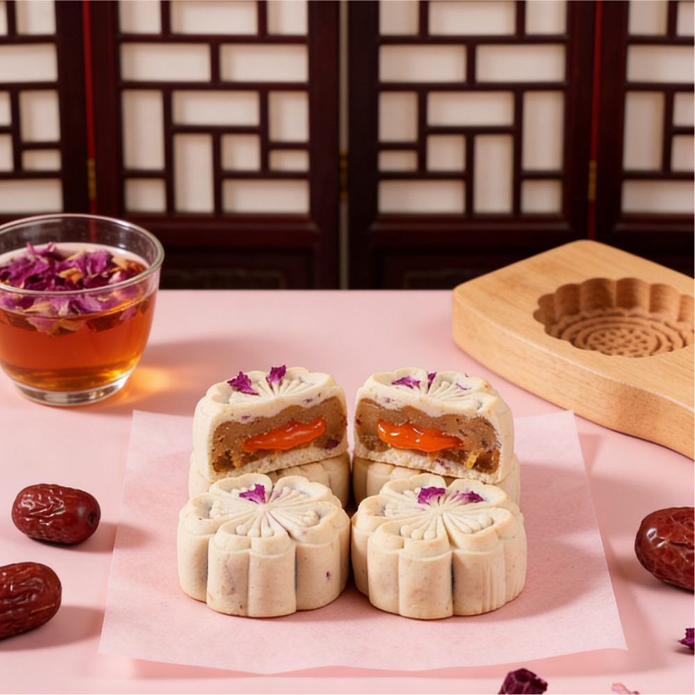 11.84oz/1bag (Includes 8 packages) Rose Heart Seven White Cake,Elegant Rose-Flavored Cake, Light, Fragrant & Aesthetically Pleasing, Perfect for Gifting, Tea Time, or Ladies' Party