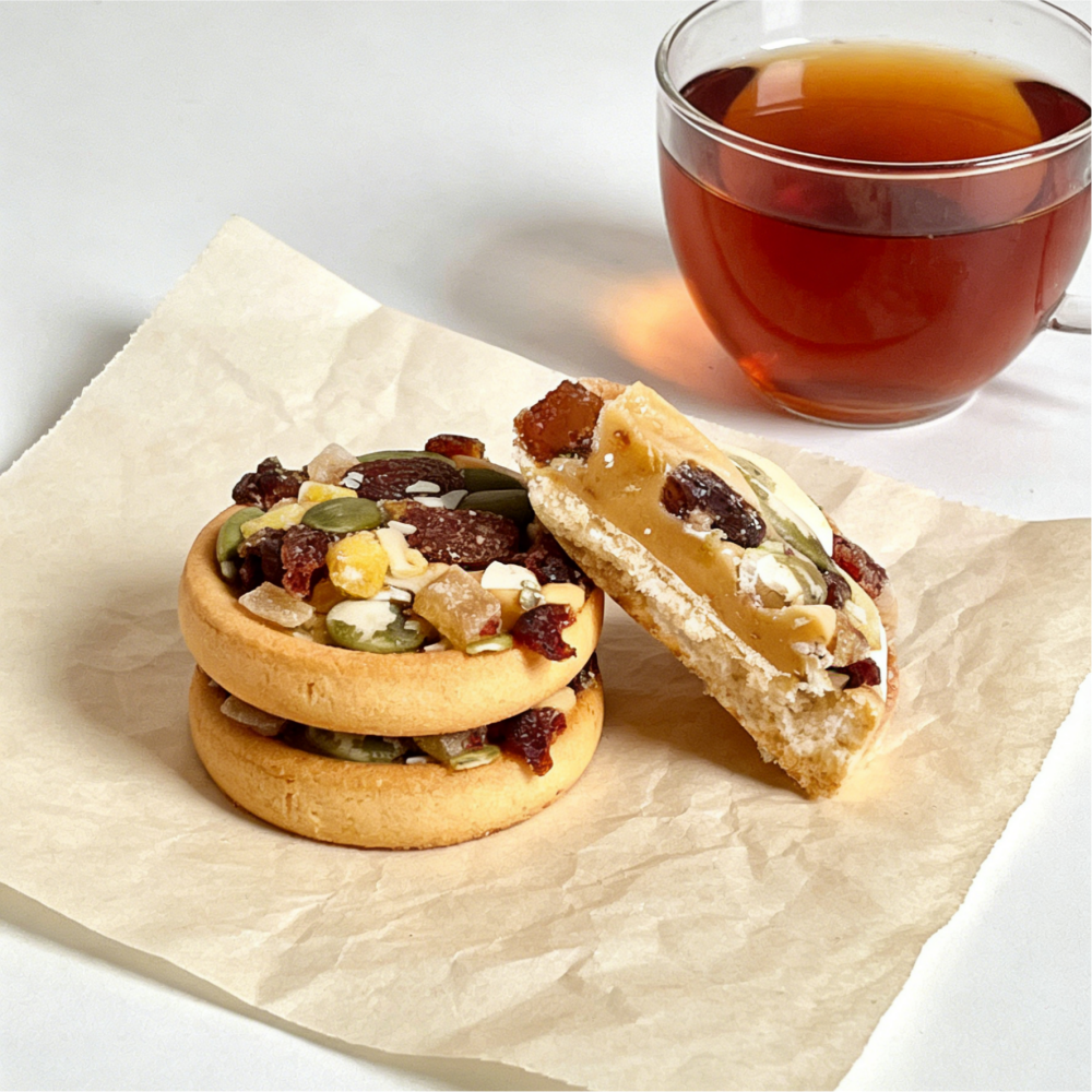 11.8oz/1bag(Includes 30 packages) Nut Pizza Round Cake,Mini Round Cookie with Nuts, Seeds & Dried Fruit, Resembling a Pizza, A Wholesome & Crunchy Bite-Sized Snack Perfect for Sharing