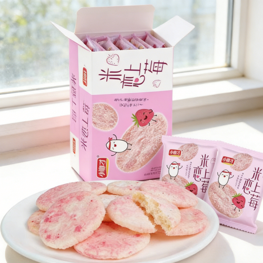 10.98oz [XiaoShuaiCai]"Rice falls in love with berries"Strawberry flavored rice cake,Party Snacks