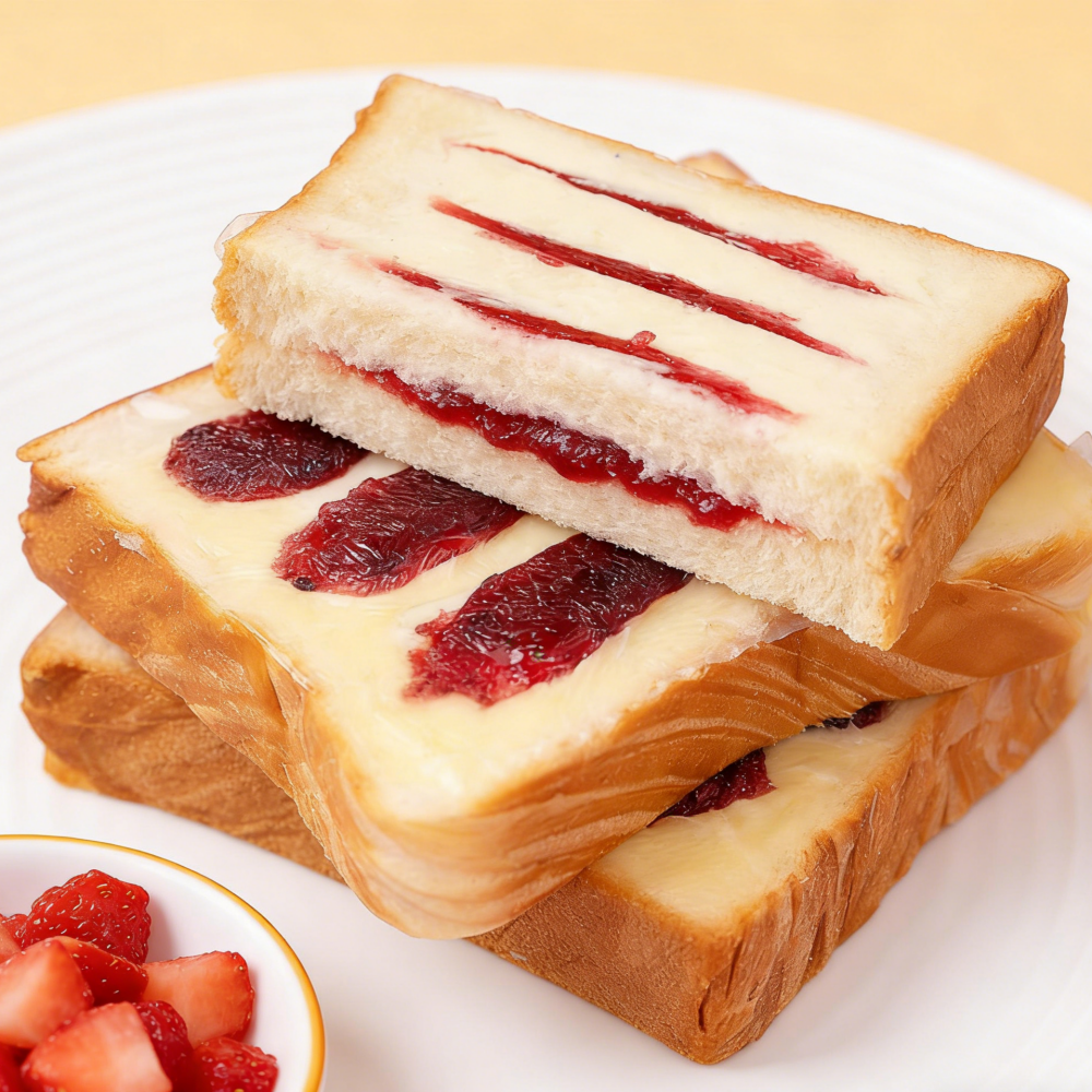 1.01LB [Squirrel Xiaobu] Milk Cap Toast,Two flavors,Toast Topped with Jam, Soft Bread with Sweet & Fruity Flavors, Fun Snack for Kids' Breakfast or Tea Time
