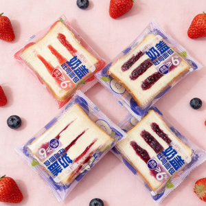 1.01LB [Squirrel Xiaobu] Milk Cap Toast,Two flavors,Toast Topped with Jam, Soft Bread with Sweet & Fruity Flavors, Fun Snack for Kids' Breakfast or Tea Time