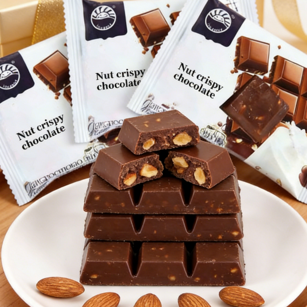 1.12LB(Includes 10 packages) Western Restaurant Nut Chocolate Silky Milk Flavor,Party Snacks