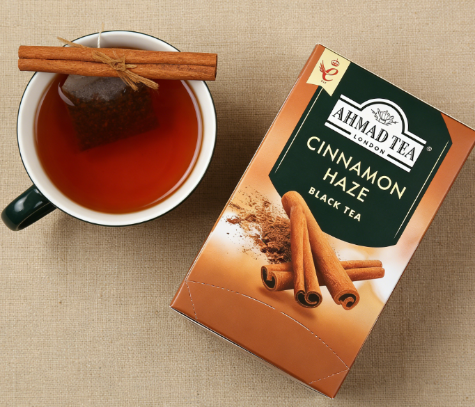 1.41 oz（1Boxed）AHMAD TEA（Yaman Tea）Cinnamon Haze Black tea bags with cinnamon flavor，Christmas Gifts，Christmas Snacks，New Year Snacks，Party Snacks