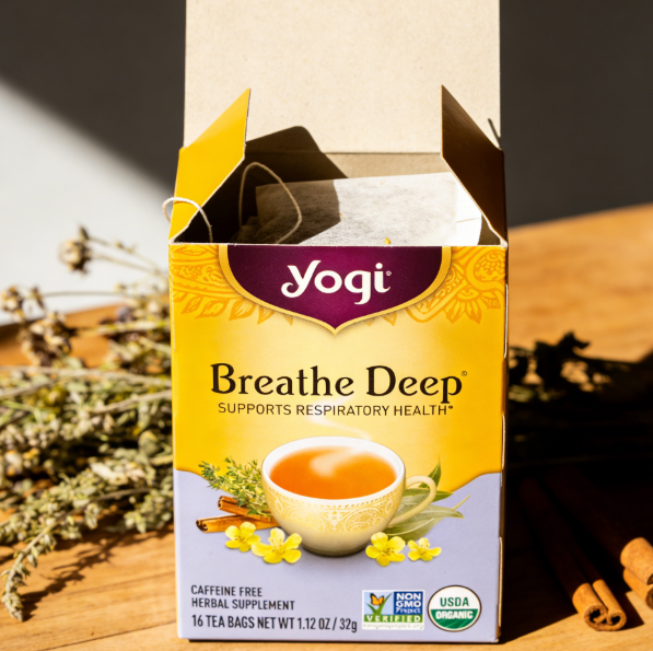 1.13 oz（1Boxed）Yogi  Breathe Deep Herbal Tea，	Christmas Gifts，Christmas Snacks，New Year Snacks，Party Snacks