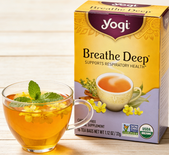 1.13 oz（1Boxed）Yogi  Breathe Deep Herbal Tea，	Christmas Gifts，Christmas Snacks，New Year Snacks，Party Snacks