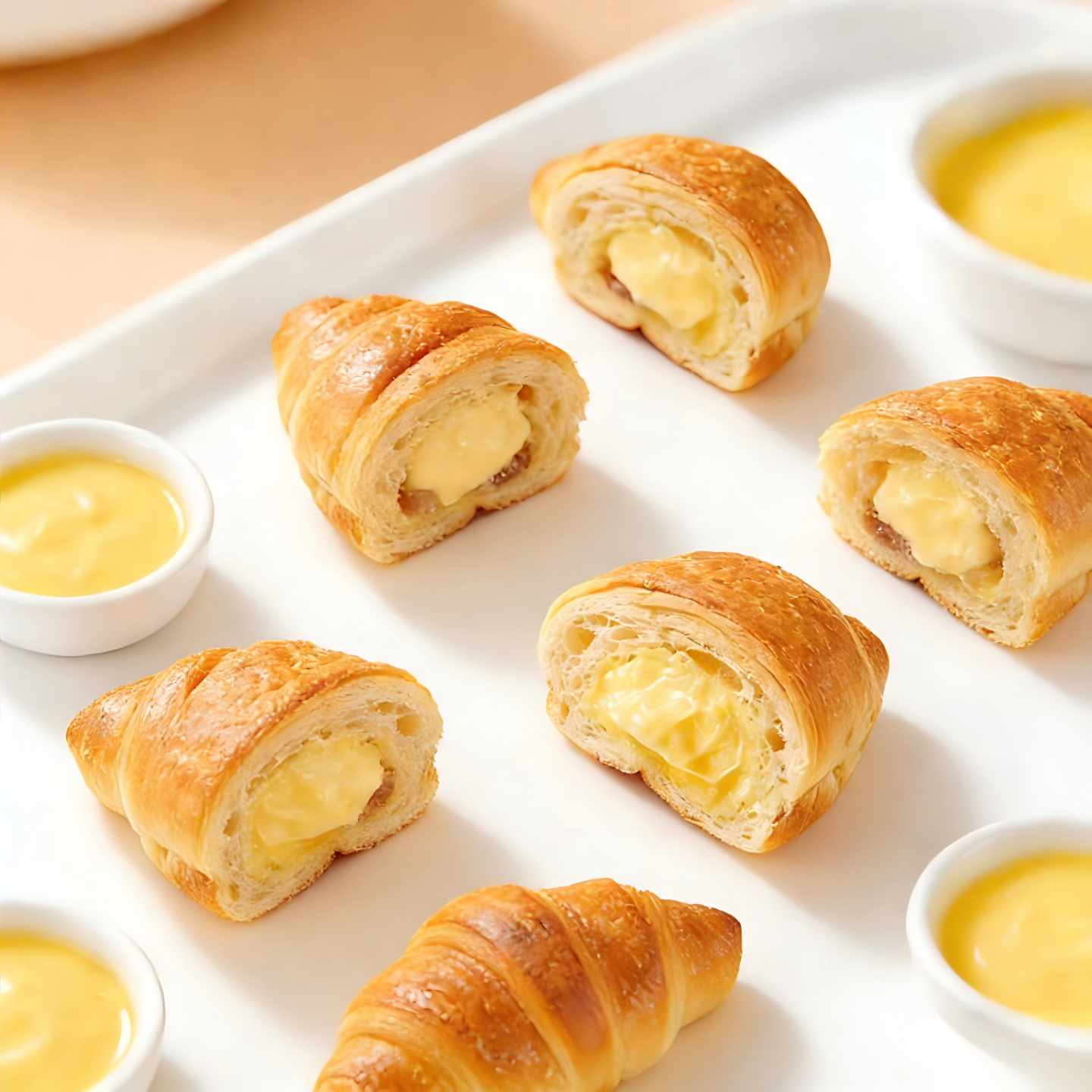 Filled Croissant,Flaky & Buttery Multi-Layered Pastry with Rich Cream Filling，12.06oz