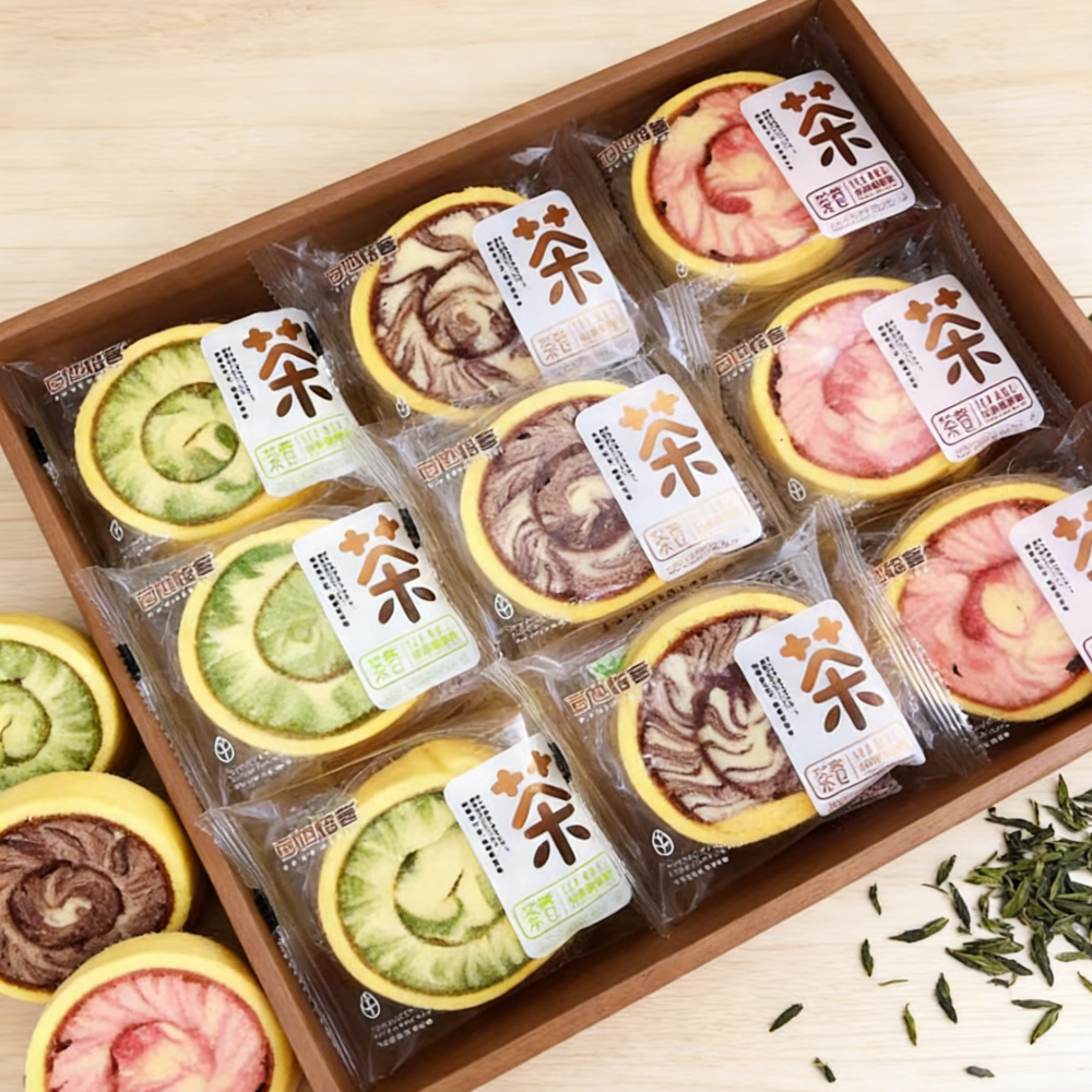 1.1LB Swiss Roll Earl Gray Tea Bread Breakfast Alternative Animal Cream Cake,Cake Roll with Light Animal Cream,Less Sweet, Elegant Choice for Breakfast, Afternoon Tea, or Dessert