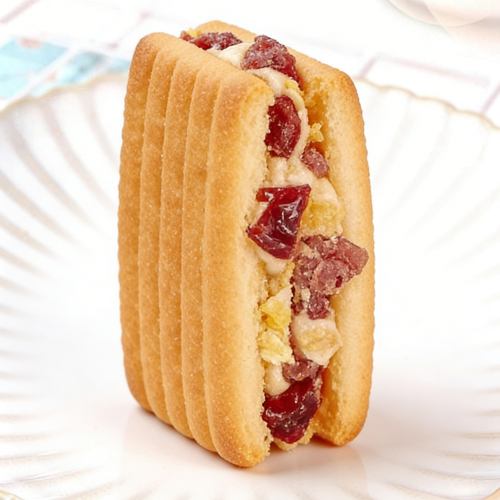 7.39oz/1bag Milk Crisp Nougat Filled Cookies,Crispy Cookie Sandwiches Filled with Chewy Milk Nougat, Sweet, Milky & Crunchy, A Satisfying Treat for Any Time