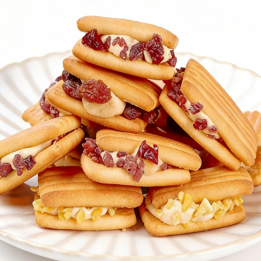 7.39oz/1bag Milk Crisp Nougat Filled Cookies,Crispy Cookie Sandwiches Filled with Chewy Milk Nougat, Sweet, Milky & Crunchy, A Satisfying Treat for Any Time