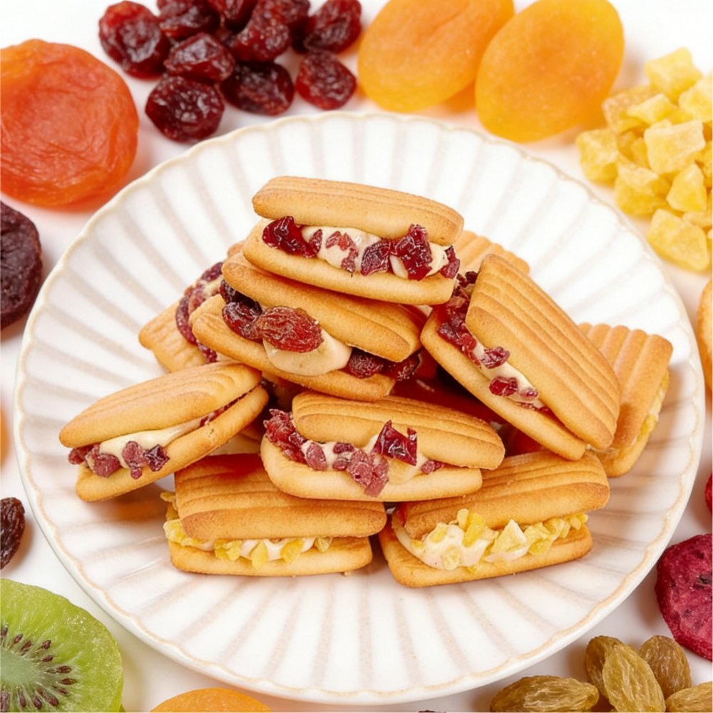 7.39oz/1bag Milk Crisp Nougat Filled Cookies,Crispy Cookie Sandwiches Filled with Chewy Milk Nougat, Sweet, Milky & Crunchy, A Satisfying Treat for Any Time