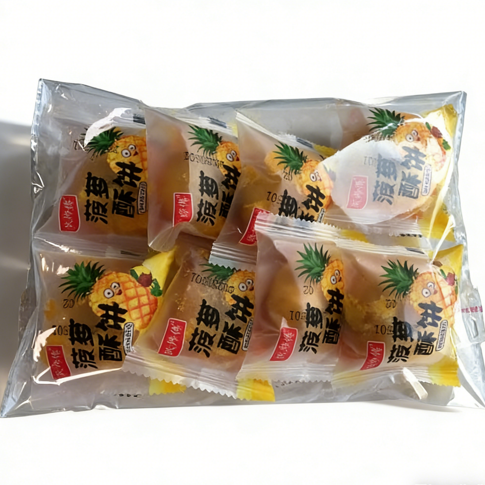 1.41LB/1bag(Includes 10 packages) [Dishifu] Pineapple Crisp Cake,Light & Flaky Crisp Cake Bursting with Pineapple Bits, Naturally Sweet & Tangy, Individually Wrapped for a Refreshing Snack or Tea Pairing