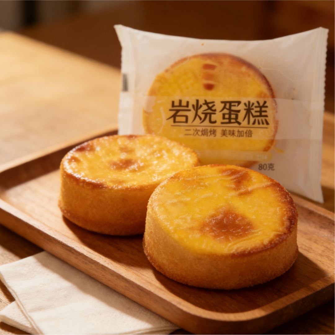 11oz/1bag(Includes 4 packages) Cheese Rock Baked Cake,Signature Torched Cheese Top on Soft Cake, Creating a Savory, Caramelized Crust with a Gooey Center, Irresistible Gourmet Snack