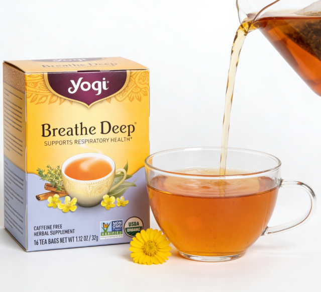 1.13 oz（1Boxed）Yogi  Breathe Deep Herbal Tea，	Christmas Gifts，Christmas Snacks，New Year Snacks，Party Snacks