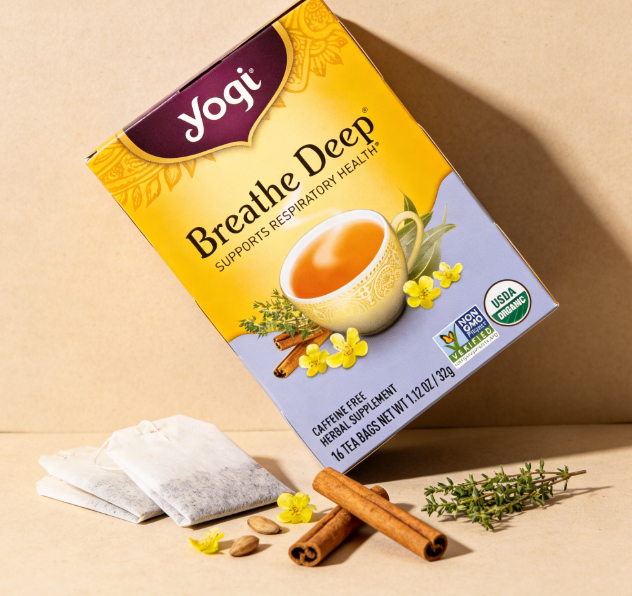 1.13 oz（1Boxed）Yogi  Breathe Deep Herbal Tea，	Christmas Gifts，Christmas Snacks，New Year Snacks，Party Snacks