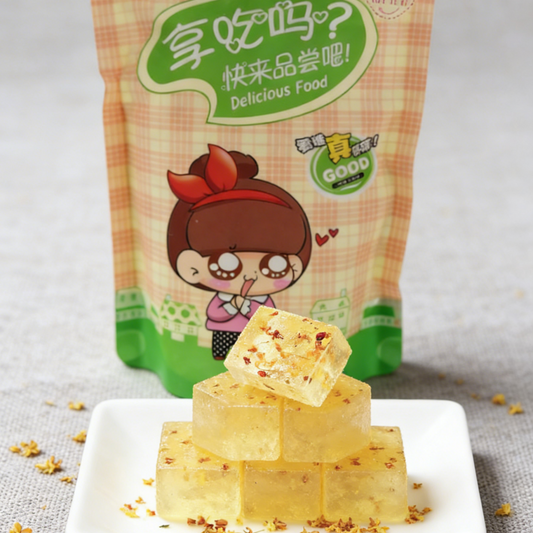 9.72oz/1bag [Weiyimi] Osmanthus Soft Cake,Traditional Chinese Pastry Infused with Fragrant Osmanthus Flowers, Delicately Soft & Chewy, Lightly Sweet Treat Perfect for Tea Pairing, Gifting, or a Moment of Tranquility