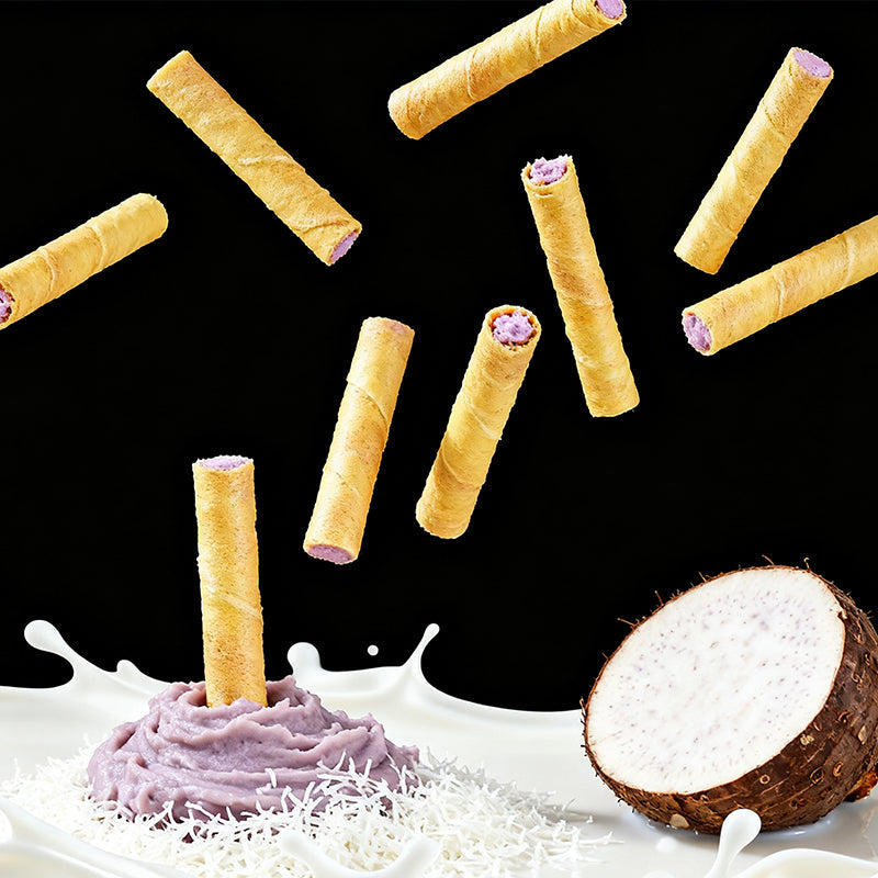 14.11oz/1bag Taro Milk Egg Roll Crispy,Party Snacks