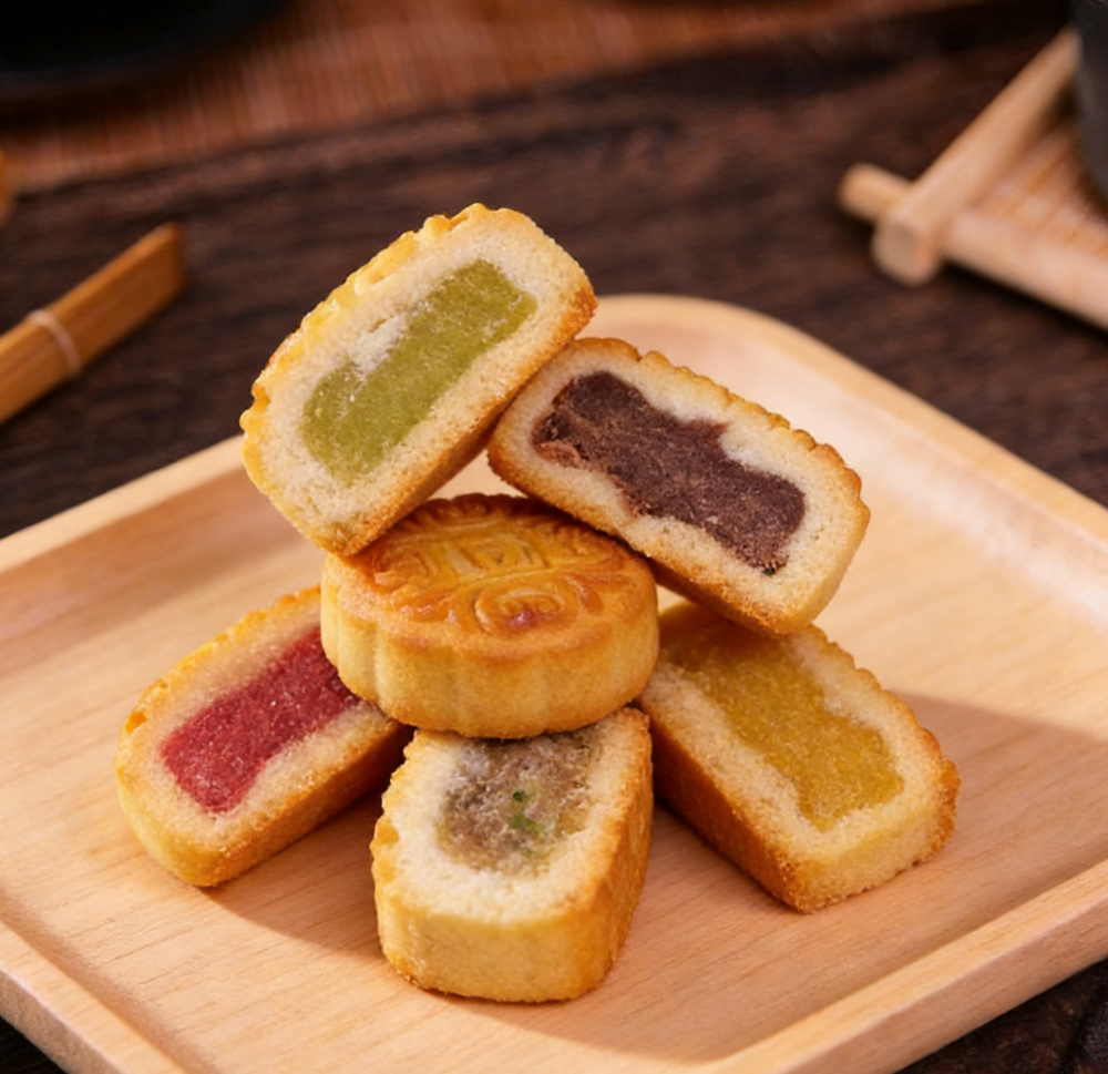 11.81oz/1bag (Includes 12 packages)Mixed Fruit Flavor Mooncakes,Assortment of Mini Mooncakes with Various Fruit Fillings, Soft & Sweet Traditional Pastries Perfect for Mid-Autumn Gifting, Family Sharing, or Tea Time