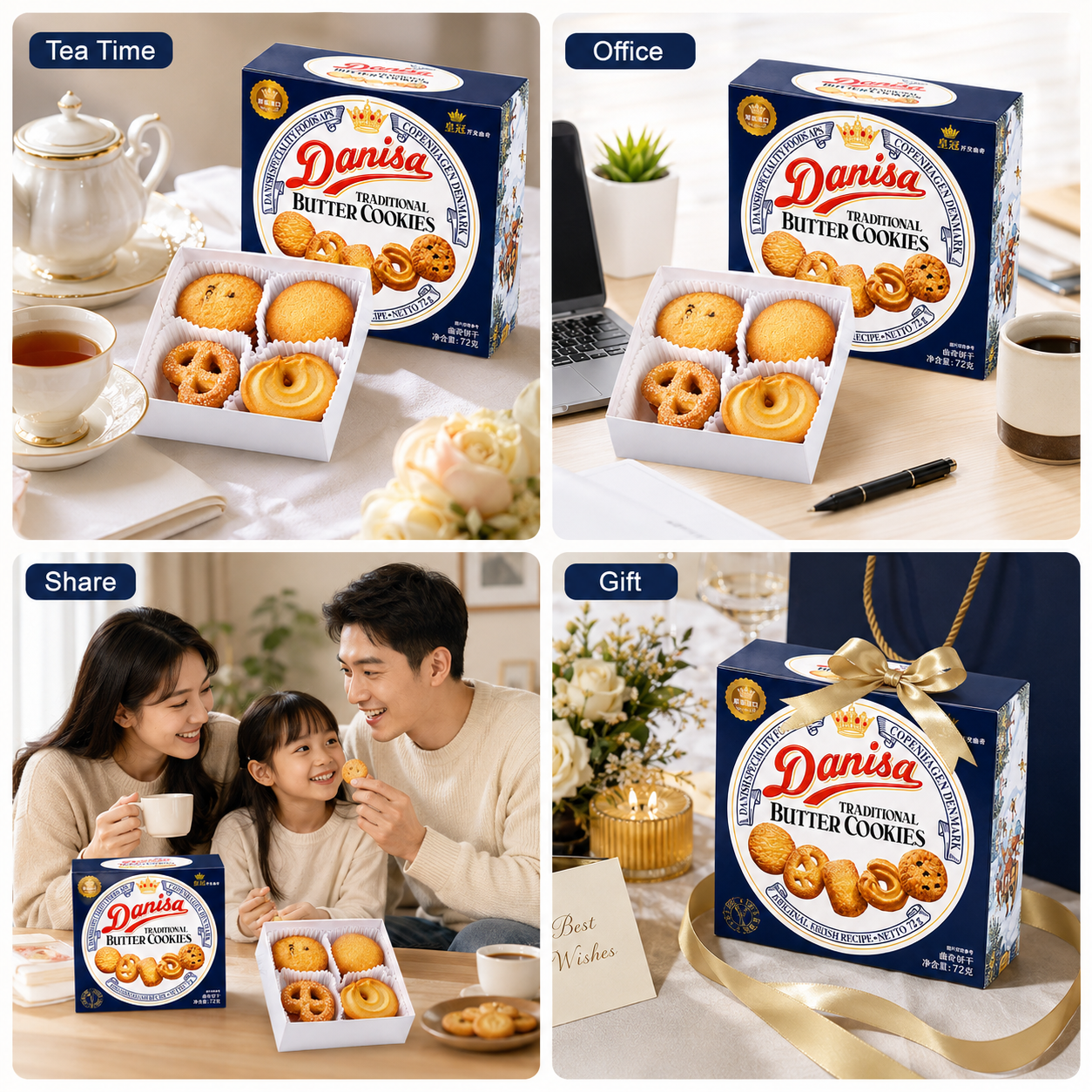 Traditional Danish Style Butter Cookies - 4.6 lbs Mega Stock-Up Bulk Pack, 16 Individual Boxed Packs