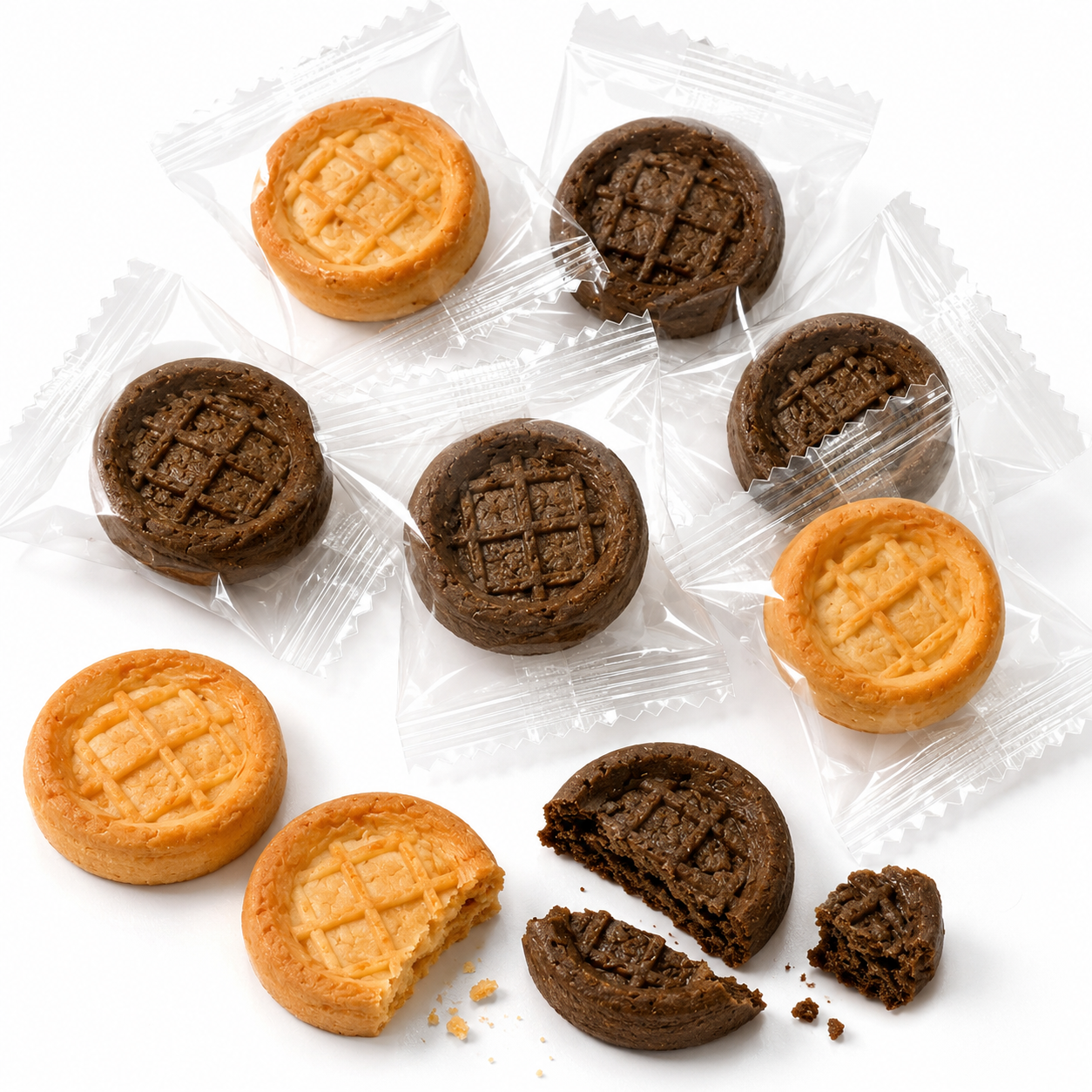 Assorted Dual-Flavor Grid Shortbread Cookies - 6.6 lbs Mega Value Stock-Up Bulk Pack