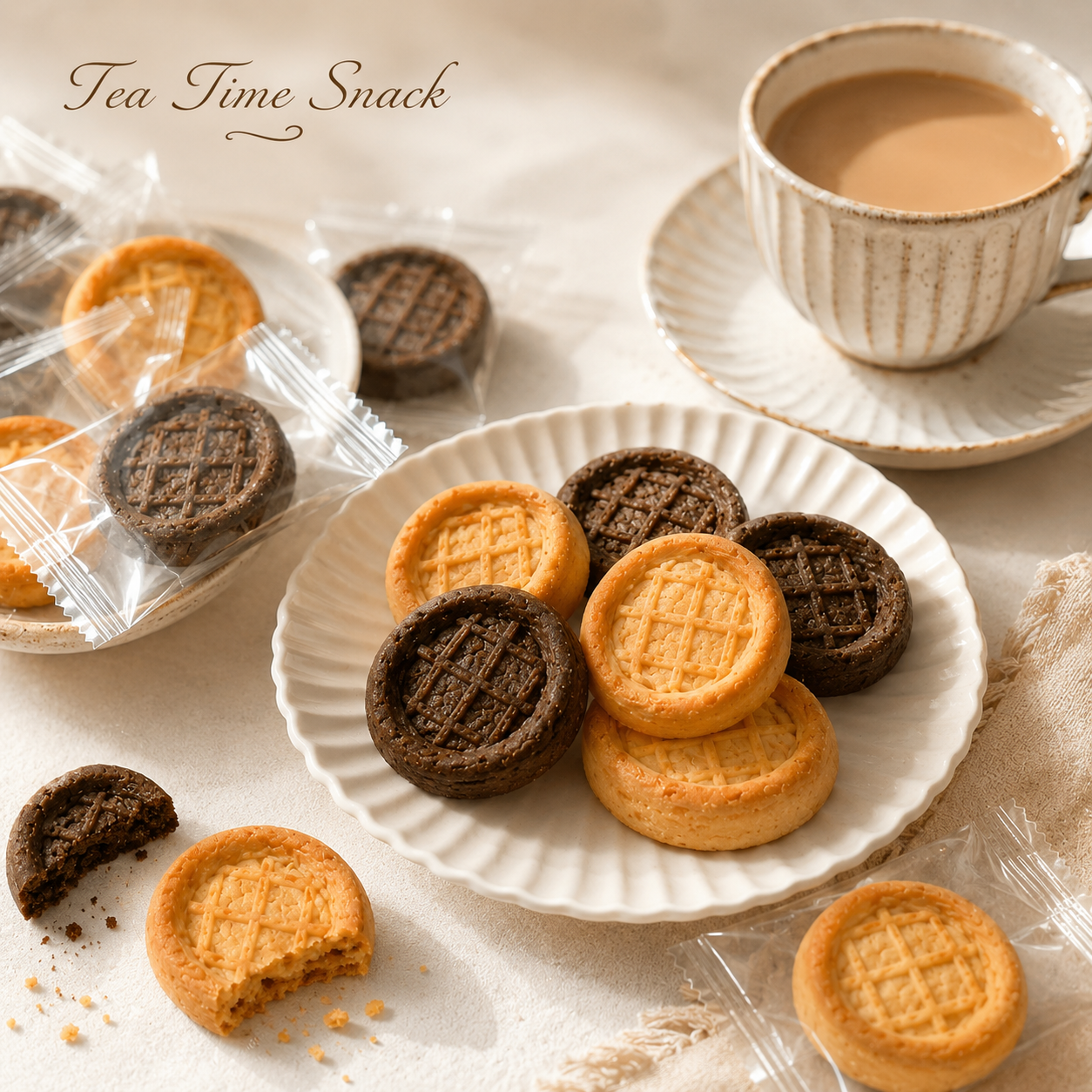 Assorted Dual-Flavor Grid Shortbread Cookies - 6.6 lbs Mega Value Stock-Up Bulk Pack