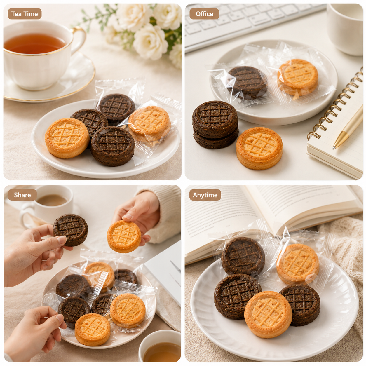 Assorted Dual-Flavor Grid Shortbread Cookies - 6.6 lbs Mega Value Stock-Up Bulk Pack