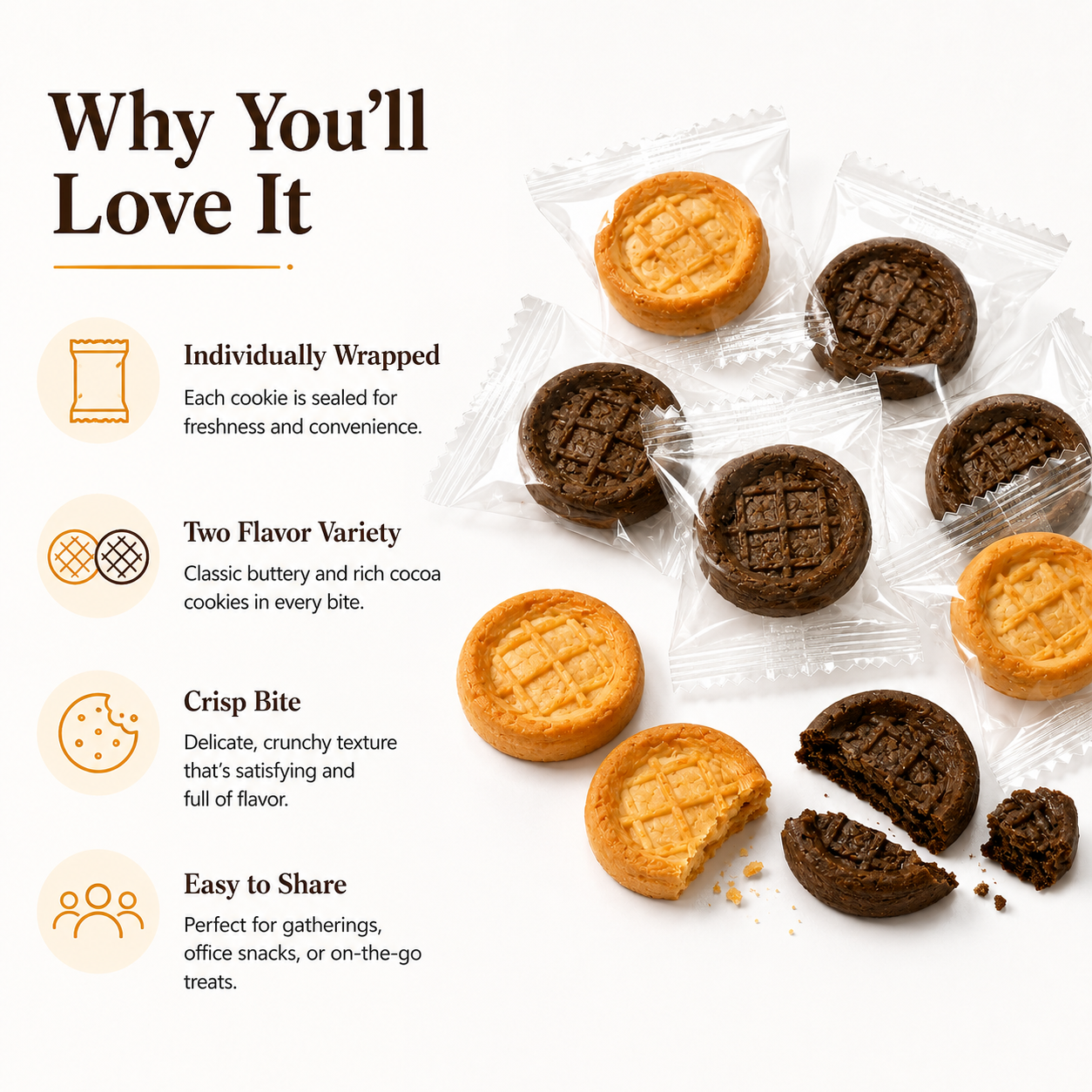 Assorted Dual-Flavor Grid Shortbread Cookies - 6.6 lbs Mega Value Stock-Up Bulk Pack