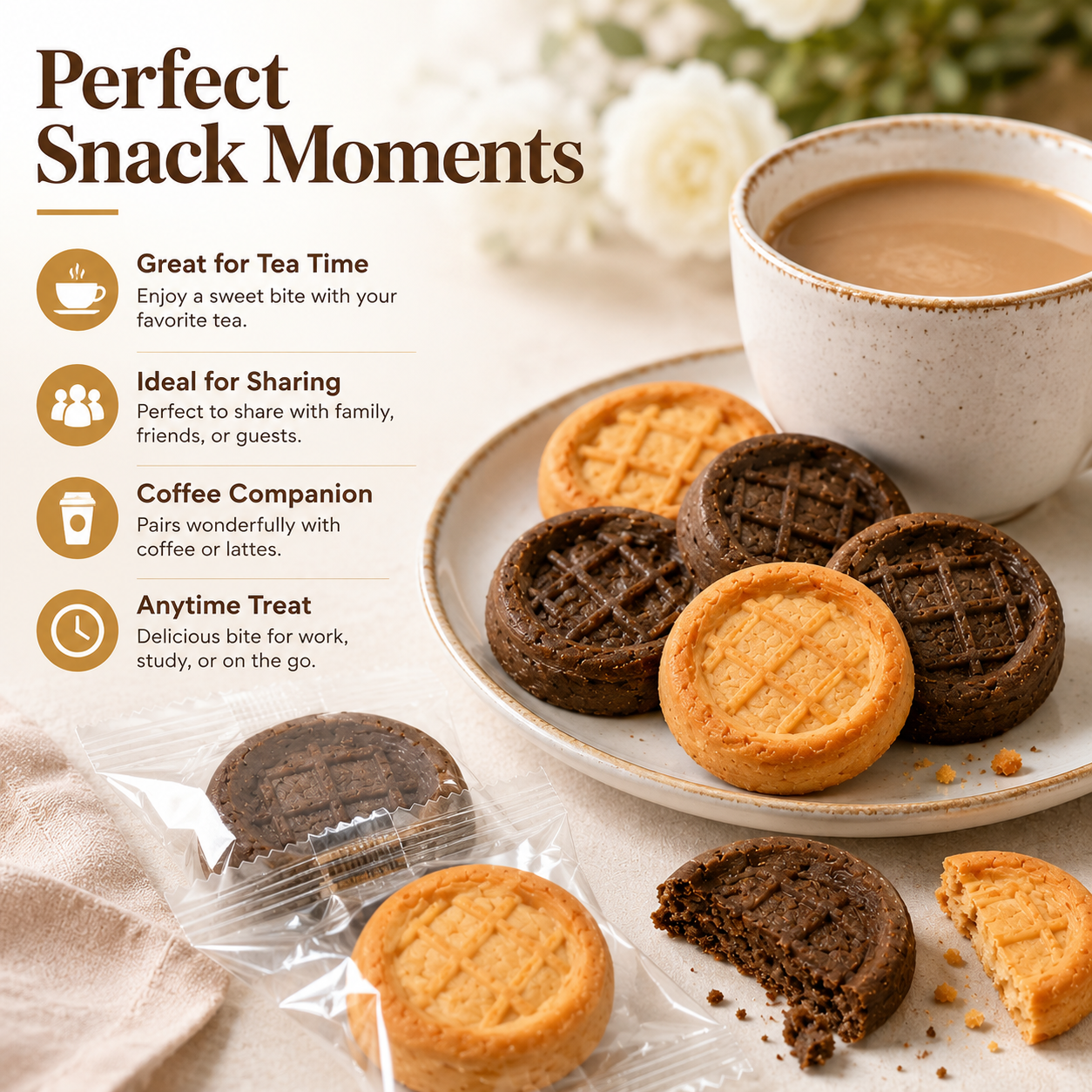 Assorted Dual-Flavor Grid Shortbread Cookies - 6.6 lbs Mega Value Stock-Up Bulk Pack