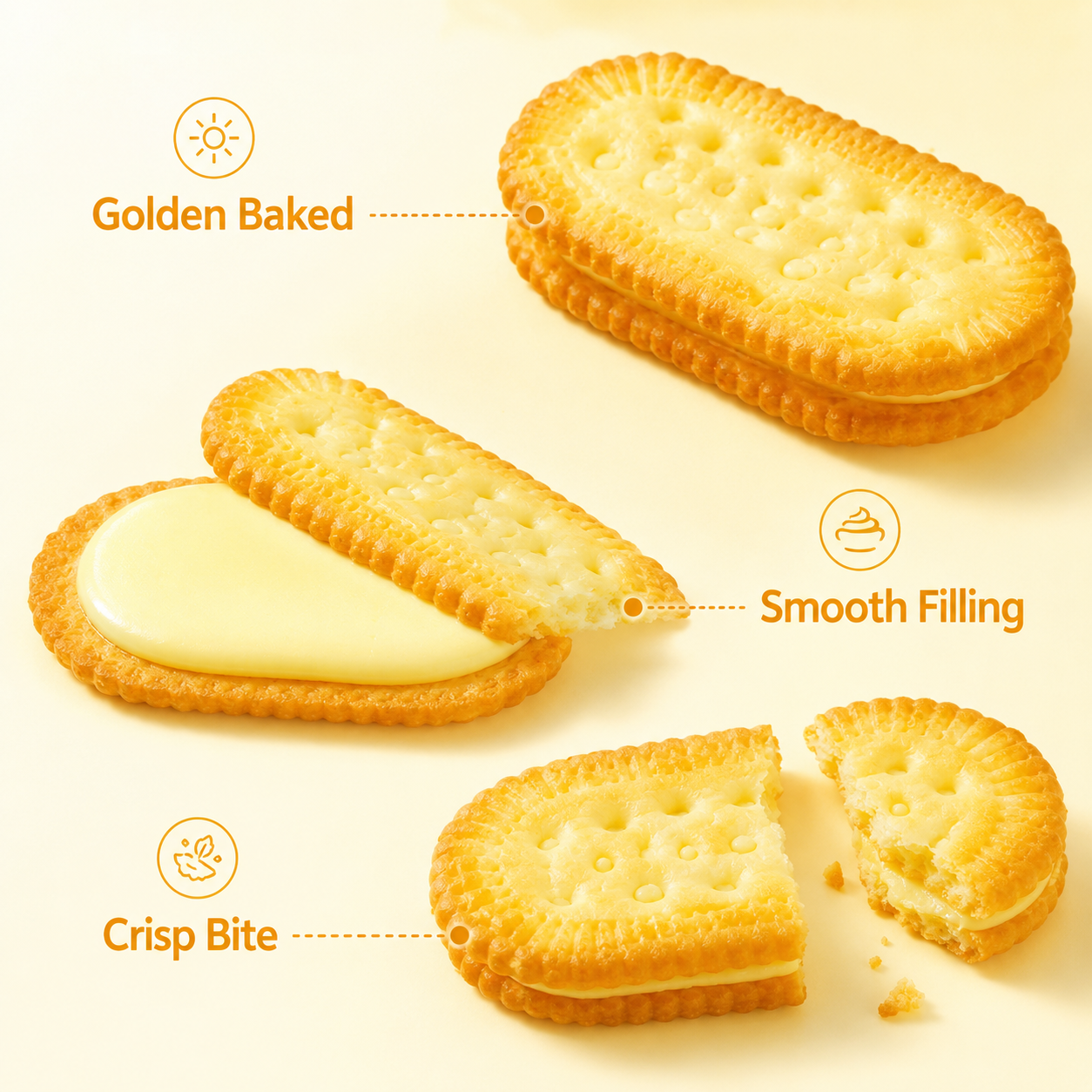 Crispy Orange Cream Sandwich Biscuits Set - 4.4 lbs Value Stock-Up Bulk Pack, 20 Individual Packs