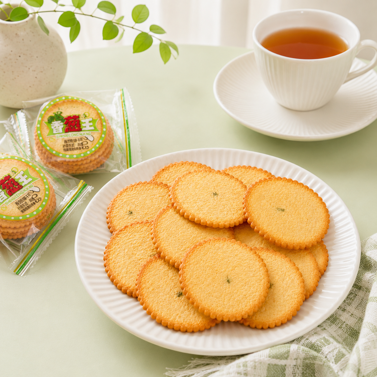 Savory Scallion Thin Crispy Crackers - 5.6 lbs Mega Value Stock-Up Bulk Pack